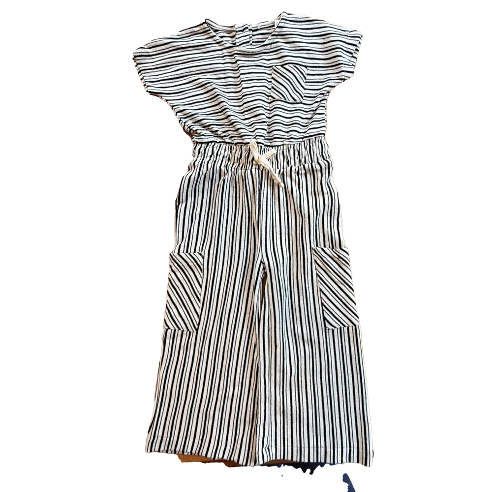 Dunnes Girls Ivory | Black Stripe Romper size: 3-4T